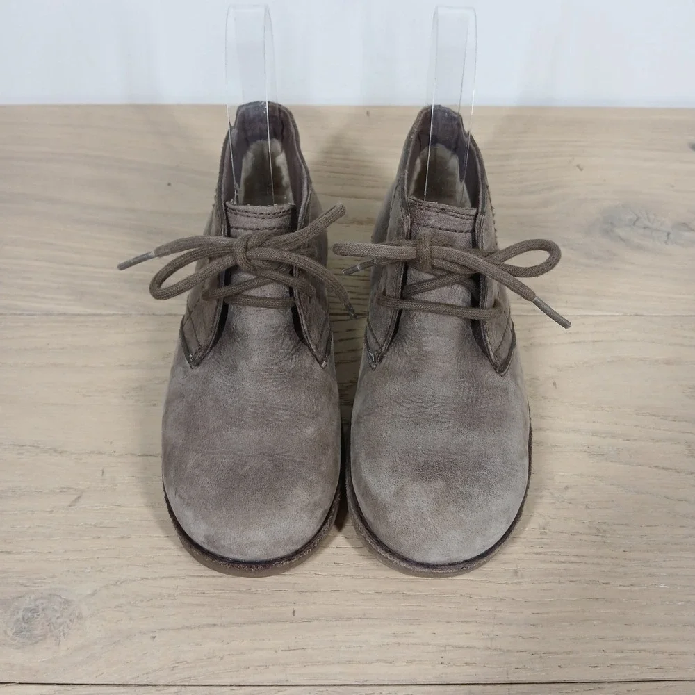 UGG Chukka Boots Kids 1 Brown Leather Ankle Lace Up Distressed Rustic Heritage
